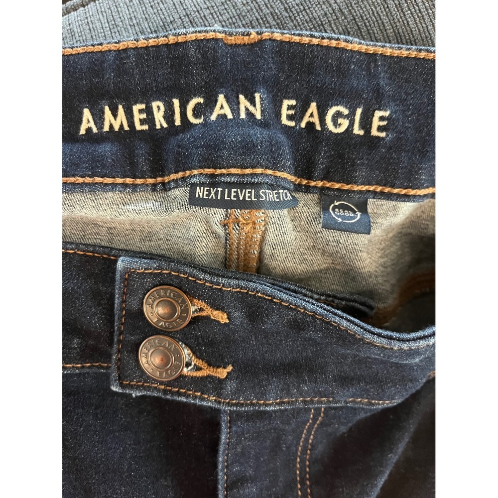 American Eagle Kick Boot Jeans Dark Wash Next Level Stretch Size 16 Short - Picture 5 of 7